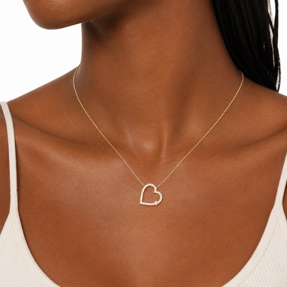 Nadri Jewelry - NEW W/ Box Womens Ajoa by Nadri Gold Open Heart Pendant Necklace Dainty Feminine